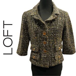 LOFT Women’s Tweed 3/4 Sleeve‎ Cropped Blazer - Size 10